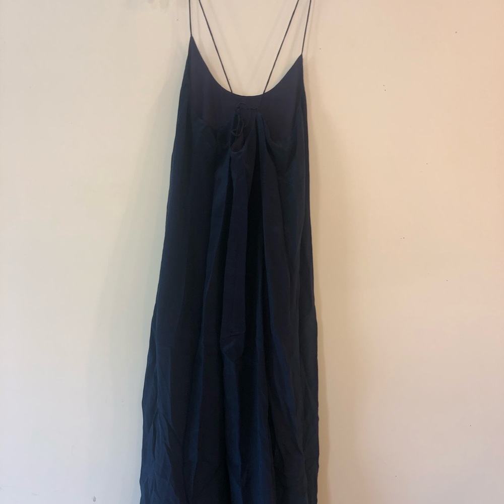 Madewell silk tie-back slip dress navy - Picture 5 of 8